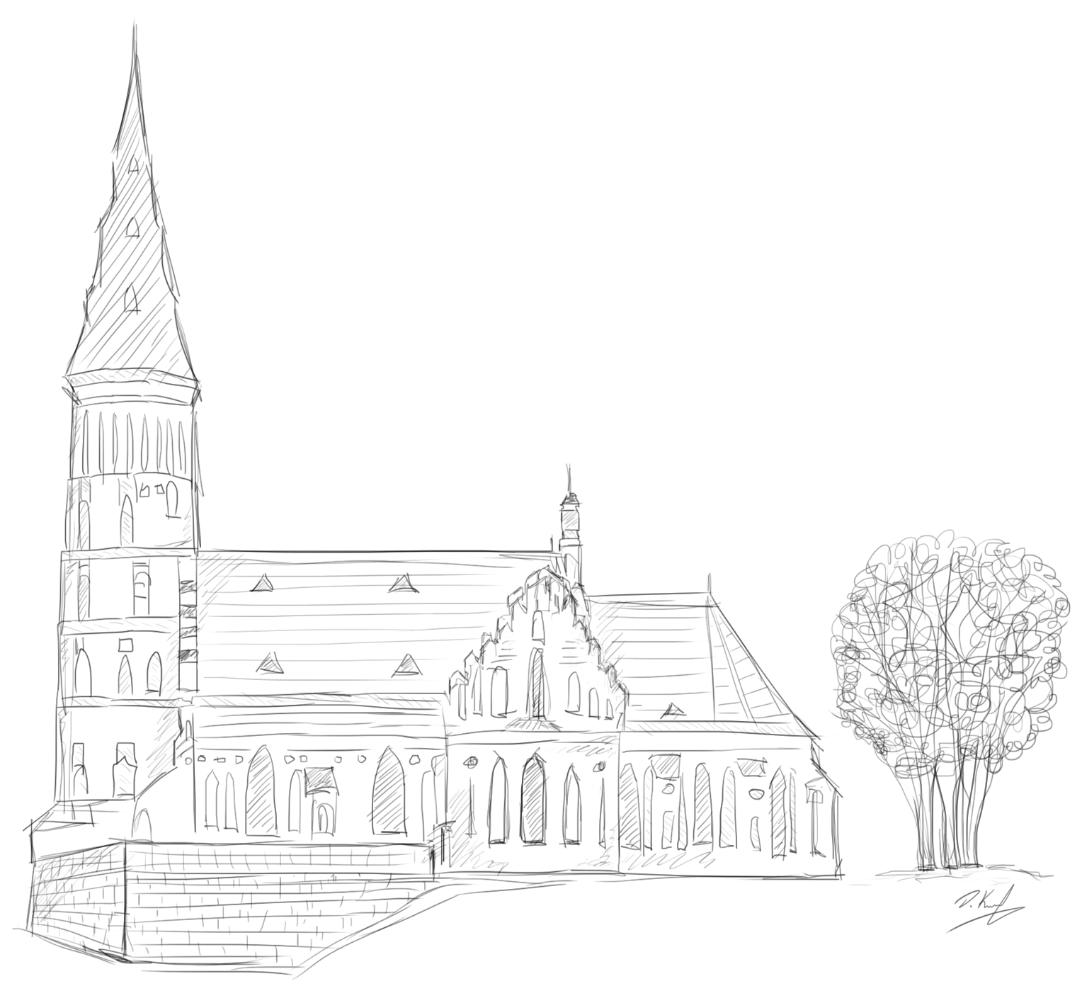 Vytauto didžiojo bažnyčia piešinys - Dominykas Kerevičius